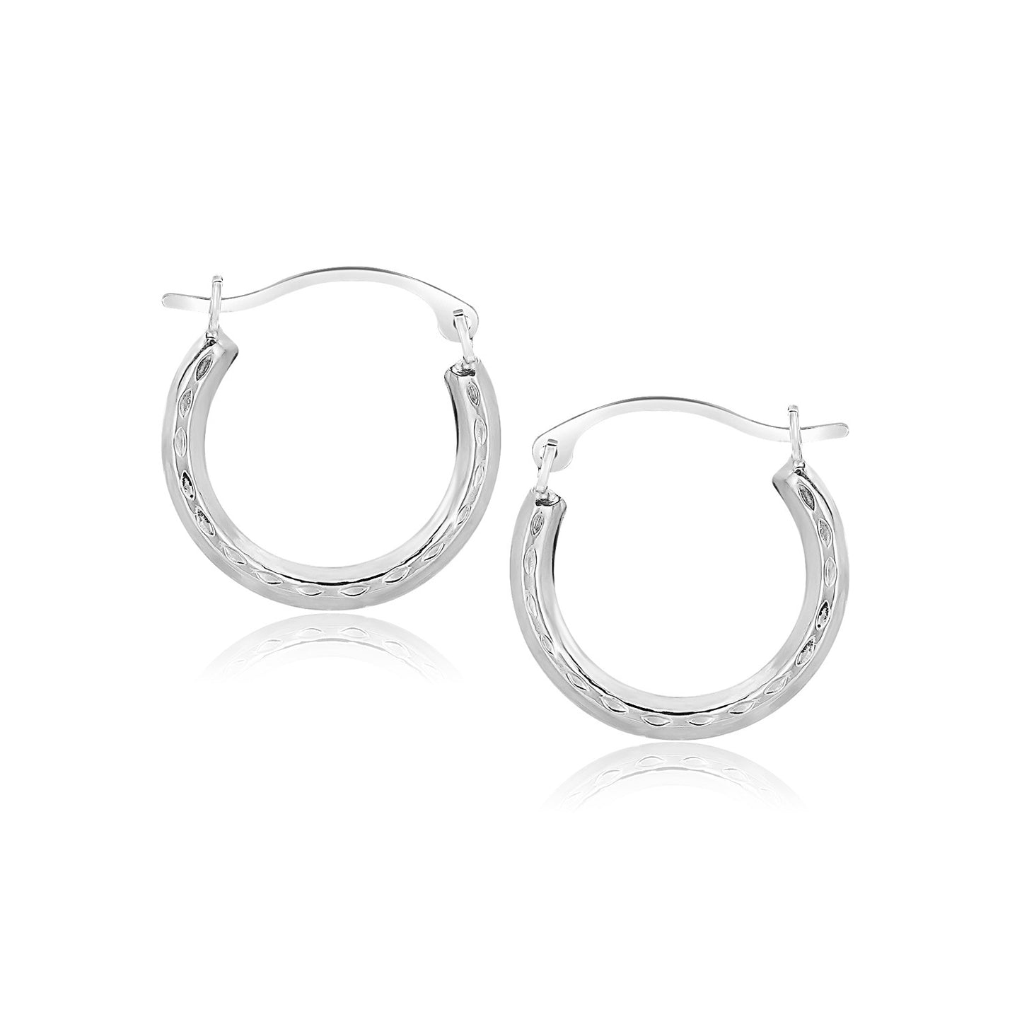 10k White Gold Fancy Hoop Earrings in a sleek high-contrast midnight luxury editorial style