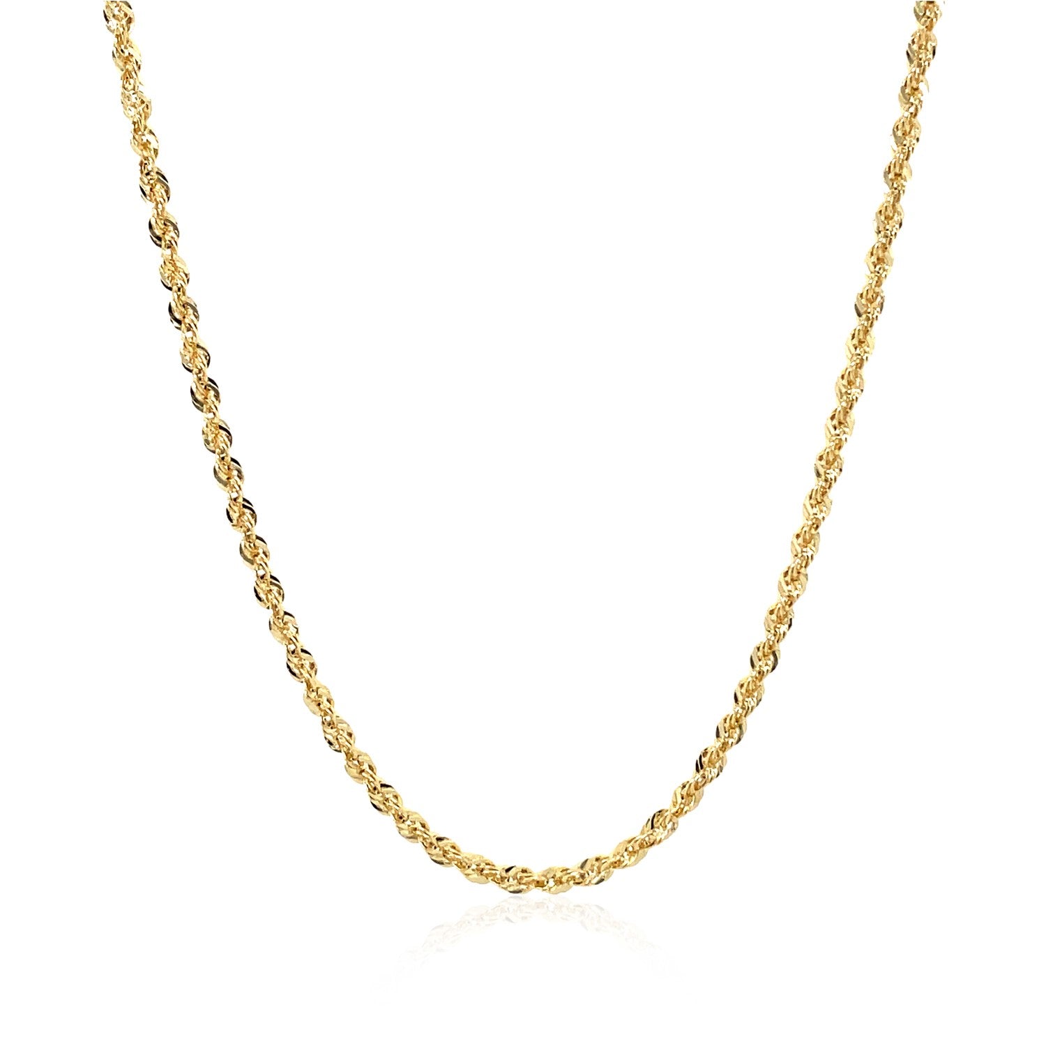 10K Yellow Gold Hollow Diamond Cut Rope Chain (2.00 mm) in a sleek high-contrast midnight luxury editorial style