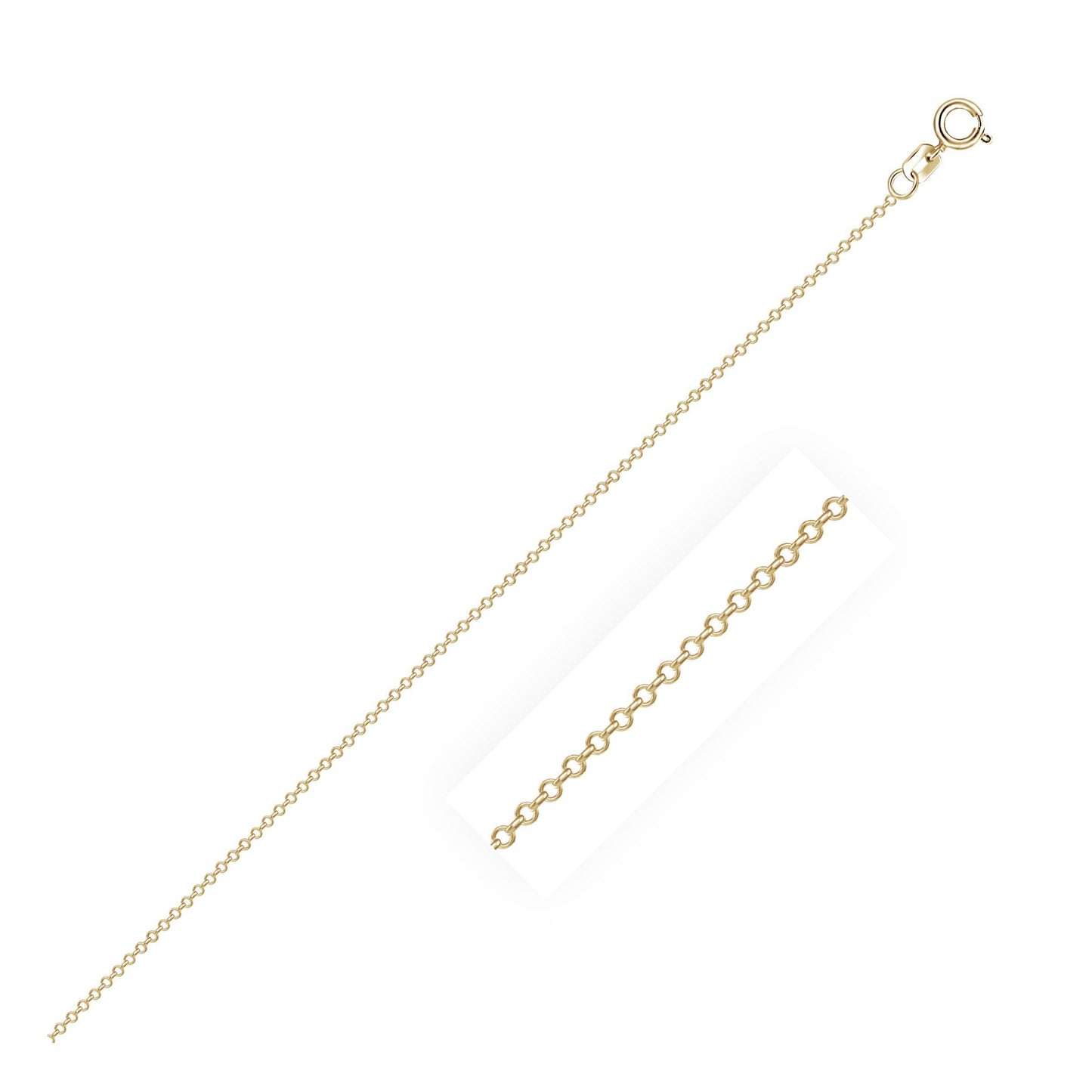 10k Yellow Gold Cable Link Chain (0.50 mm) in a sleek high-contrast midnight luxury editorial style