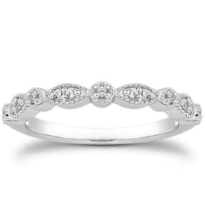 14k white gold band set with diamonds
