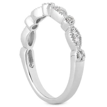 14k white gold band set with diamonds