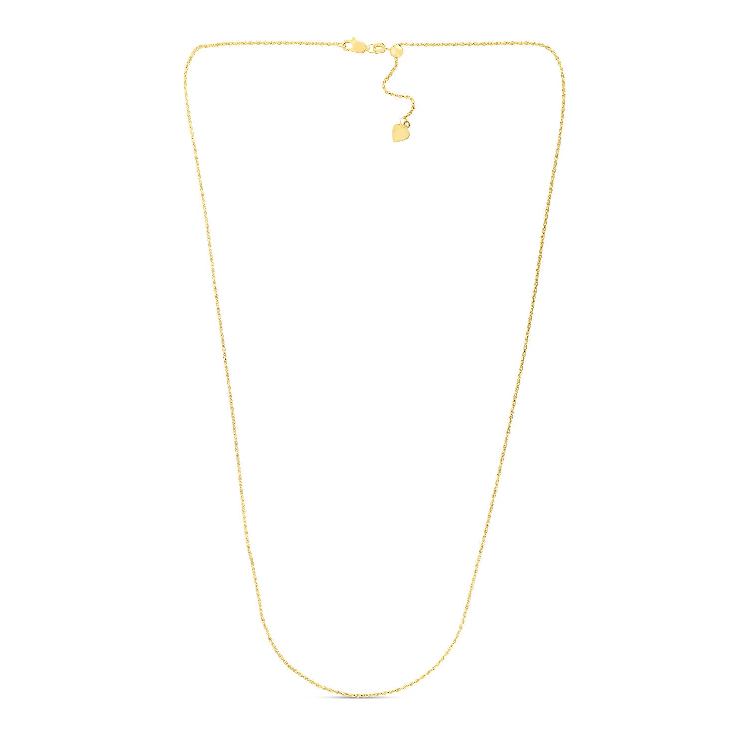 14k Yellow Gold Adjustable Rope Chain (0.95 mm) in a sleek high-contrast midnight luxury editorial style