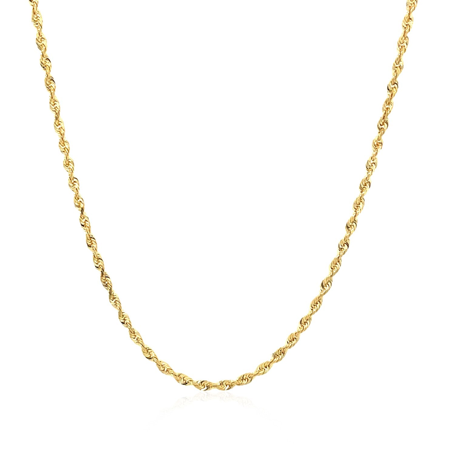 14k Yellow Gold Solid Diamond Cut Rope Chain (1.60 mm) in a sleek high-contrast midnight luxury editorial style