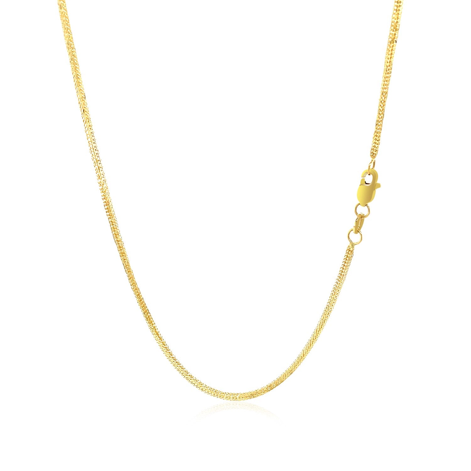 14k Yellow Gold Foxtail Chain (1.00 mm) in a sleek high-contrast midnight luxury editorial style