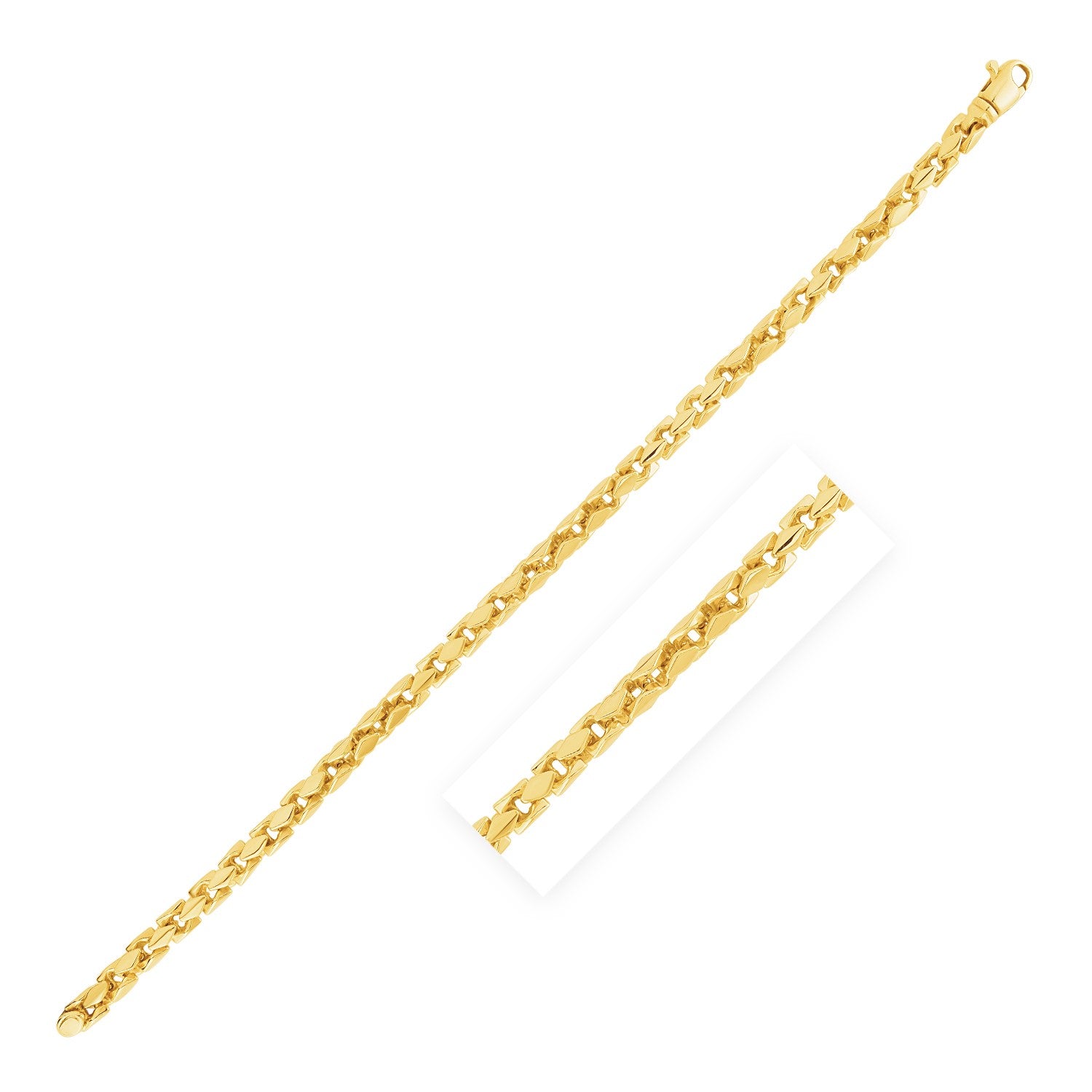 14k Yellow Gold High Polish Mens Fancy Box Bracelet (5.00 mm) in a sleek high-contrast midnight luxury editorial style