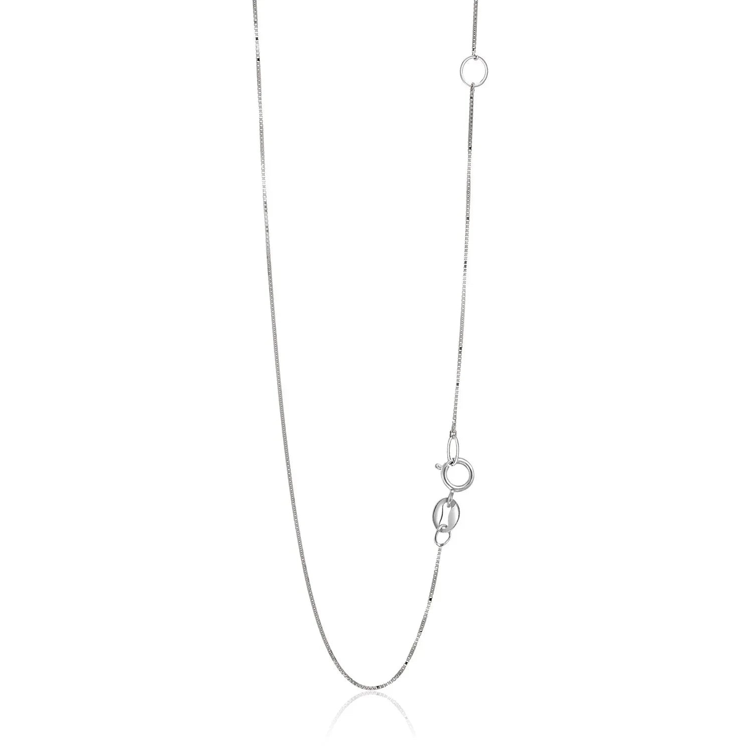 14k White Gold Adjustable Box Chain (0.60 mm) - Peelerie