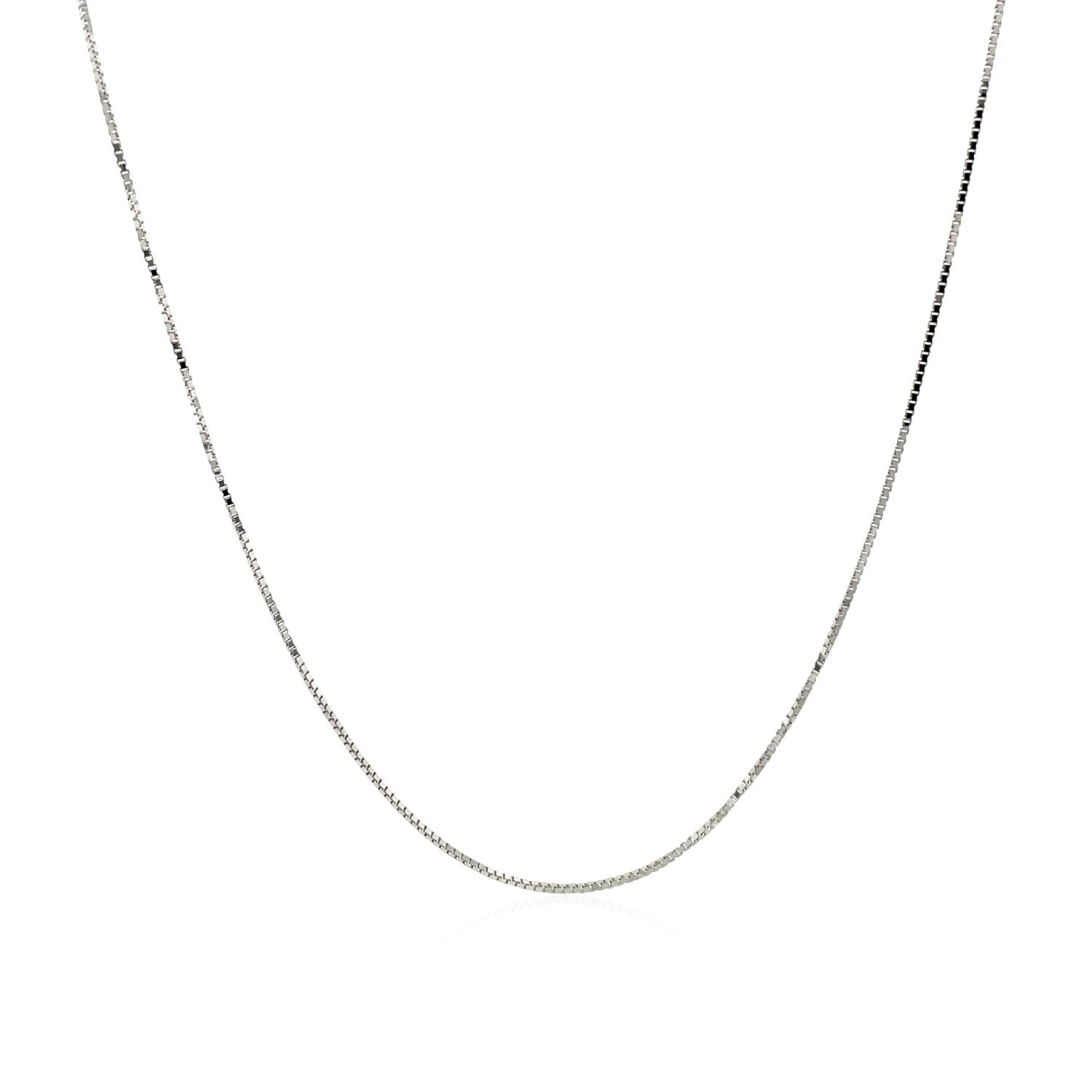 14k White Gold Adjustable Box Chain (0.60 mm) in a sleek high-contrast midnight luxury editorial style