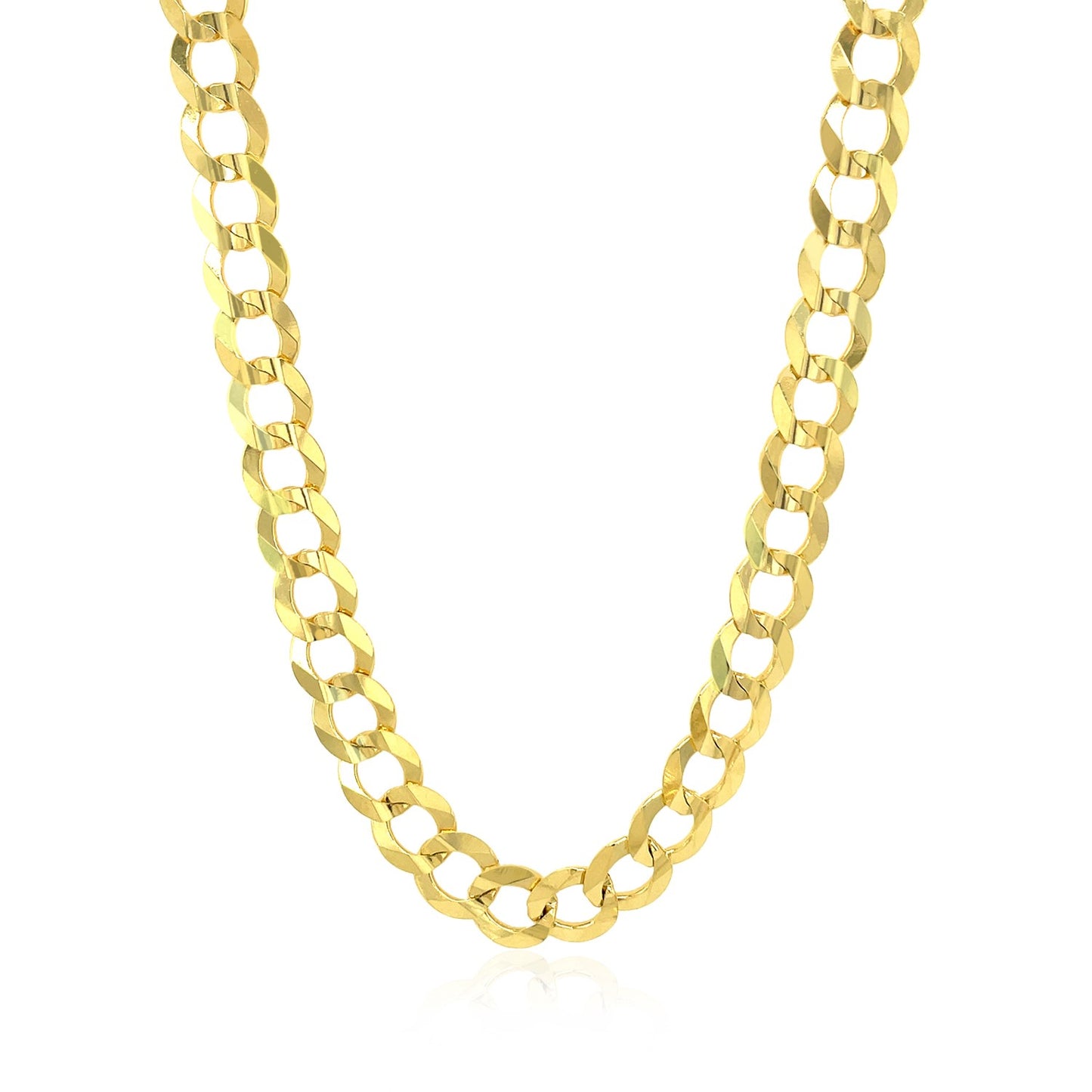 14k Yellow Gold Solid Curb Chain (7.00 mm) in a sleek high-contrast midnight luxury editorial style