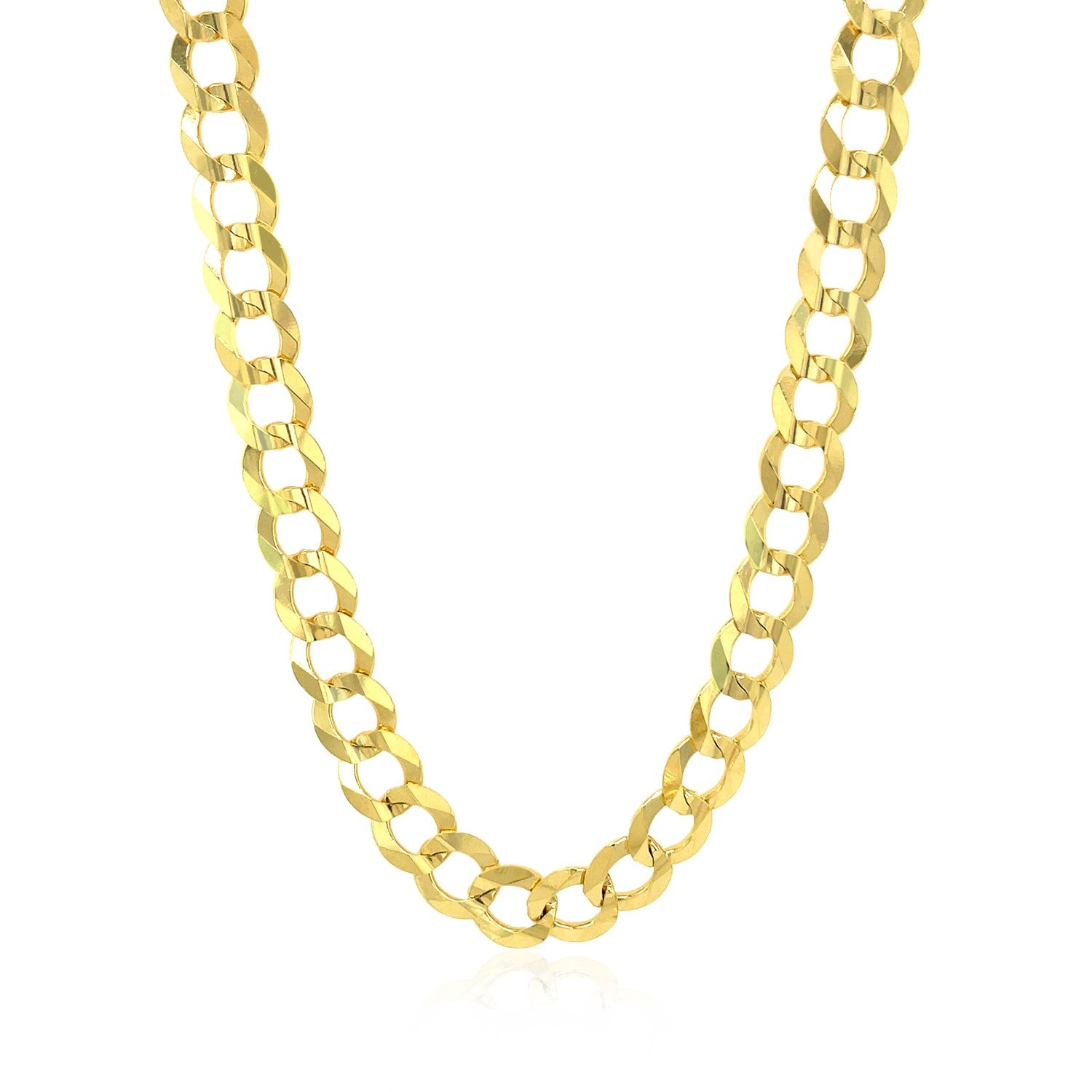 14k Yellow Gold Solid Curb Chain (7.00 mm) in a sleek high-contrast midnight luxury editorial style