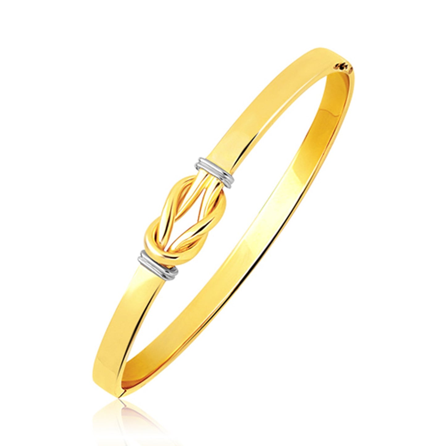 Intertwined Knot Slip On Bangle in 14k Two-Tone Gold (5.00 mm) in a sleek high-contrast midnight luxury editorial style
