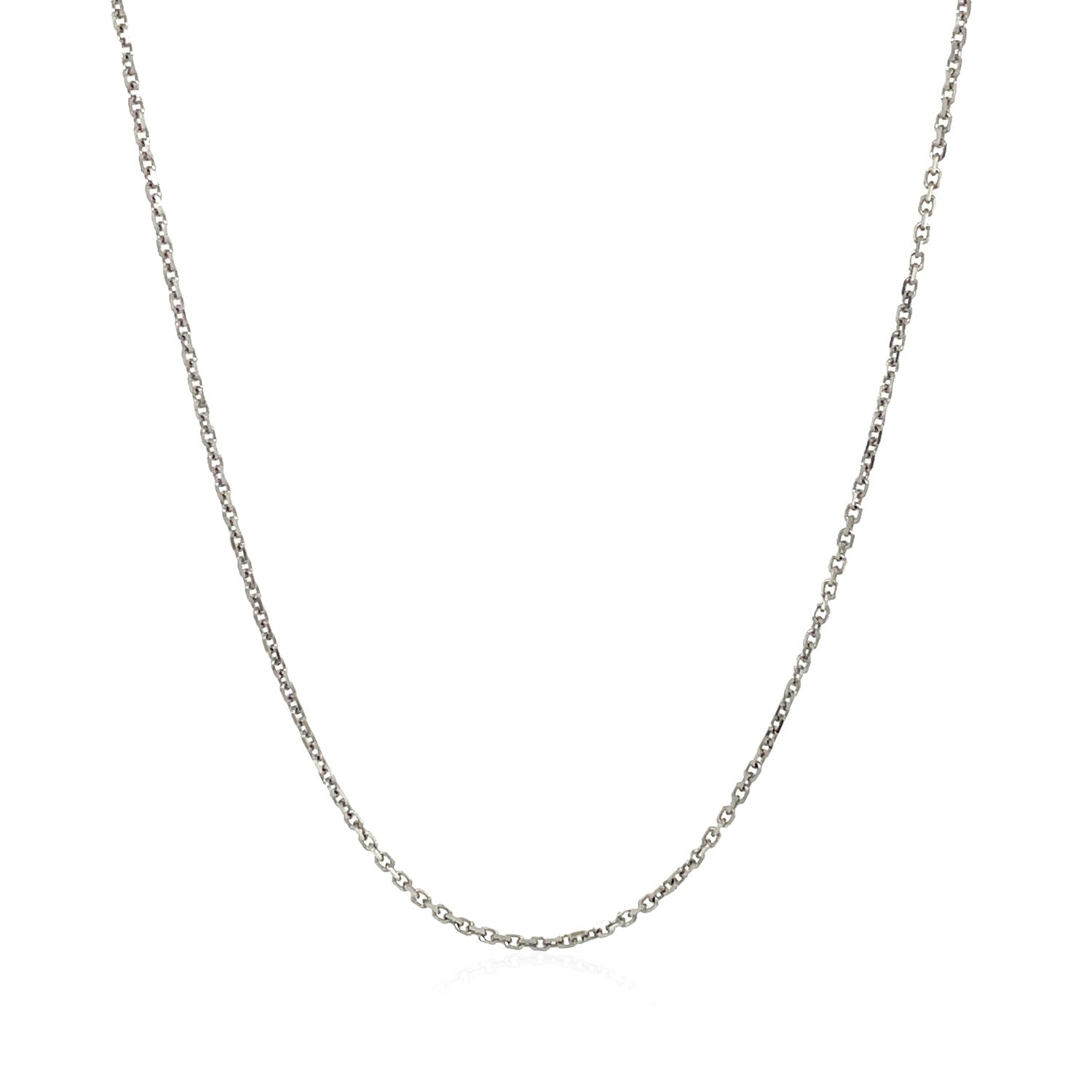 18k White Gold Cable Chain (1.10 mm) in a sleek high-contrast midnight luxury editorial style