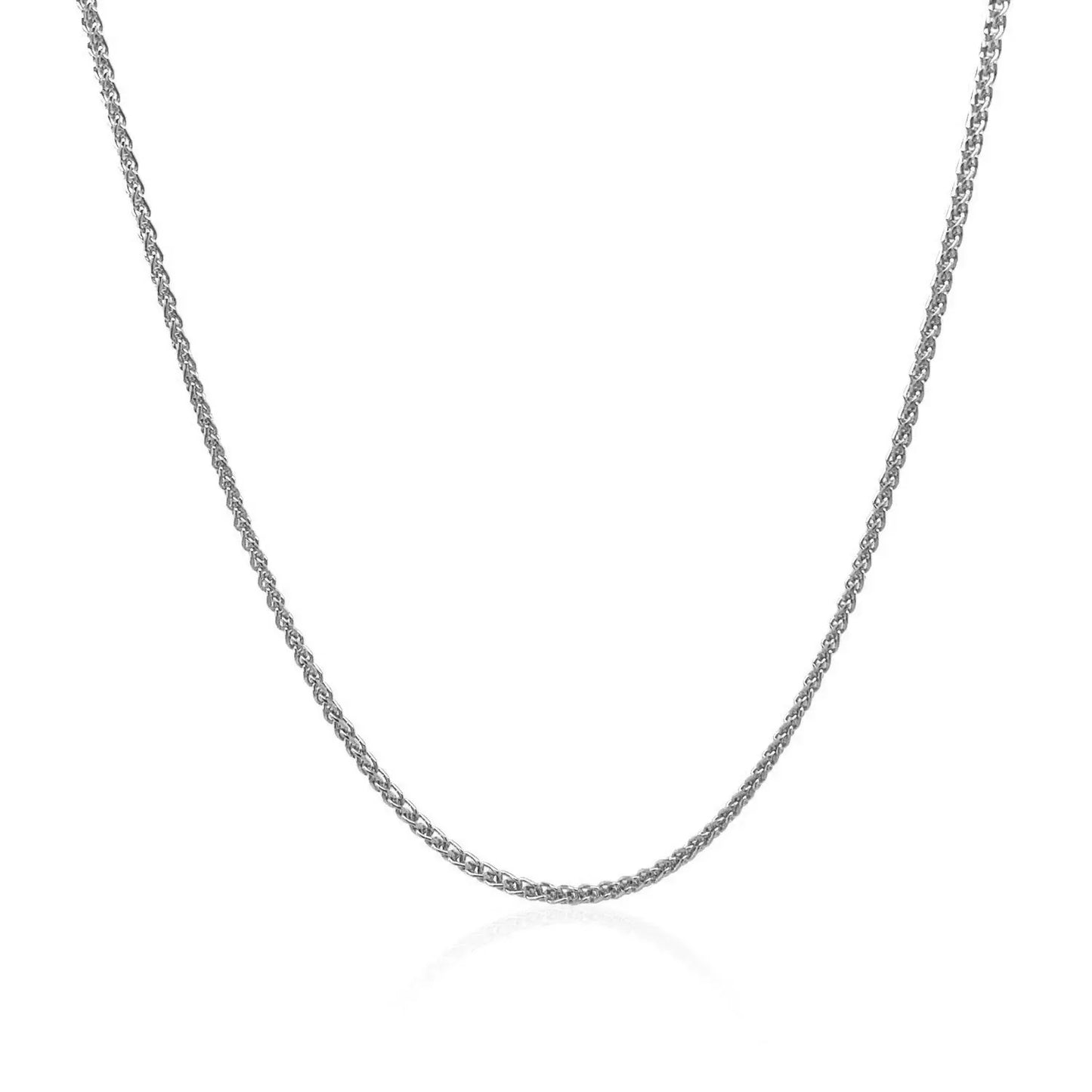 14k White Gold Diamond Cut Round Wheat Chain (1.20 mm) - Peelerie