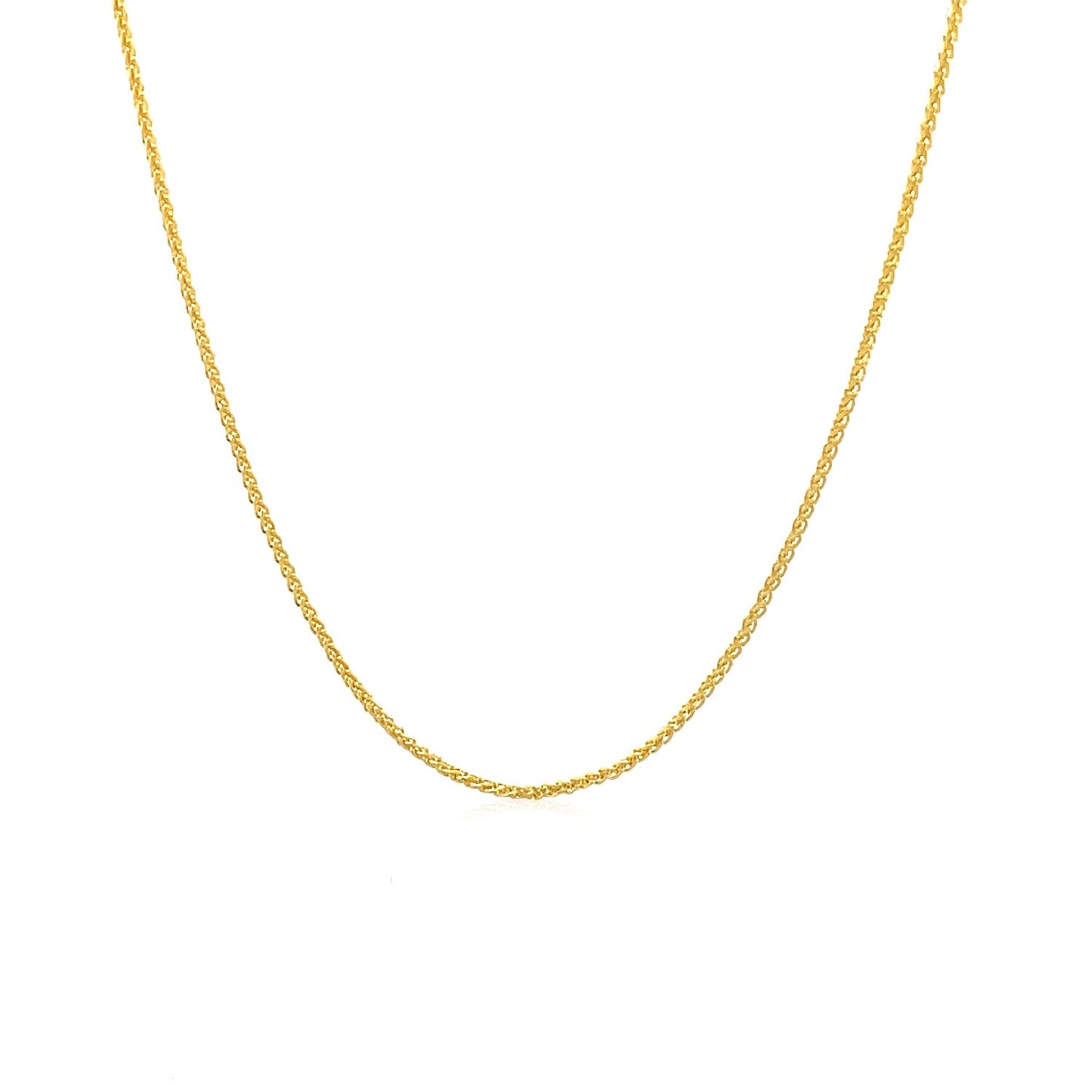 14k Yellow Gold Round Wheat Chain (1.00 mm) in a sleek high-contrast midnight luxury editorial style