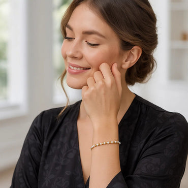 Pearl and Gold Alternating Bead Bracelet in 14K Yellow Gold