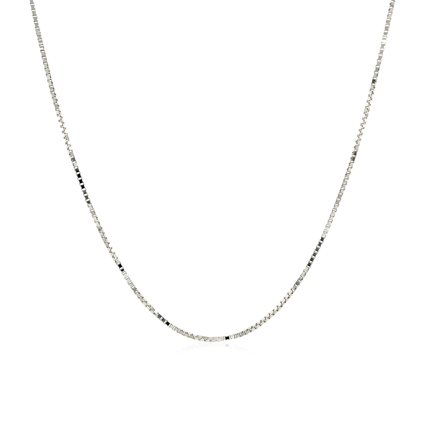 14k White Gold Adjustable Box Chain (0.70 mm) in a sleek high-contrast midnight luxury editorial style