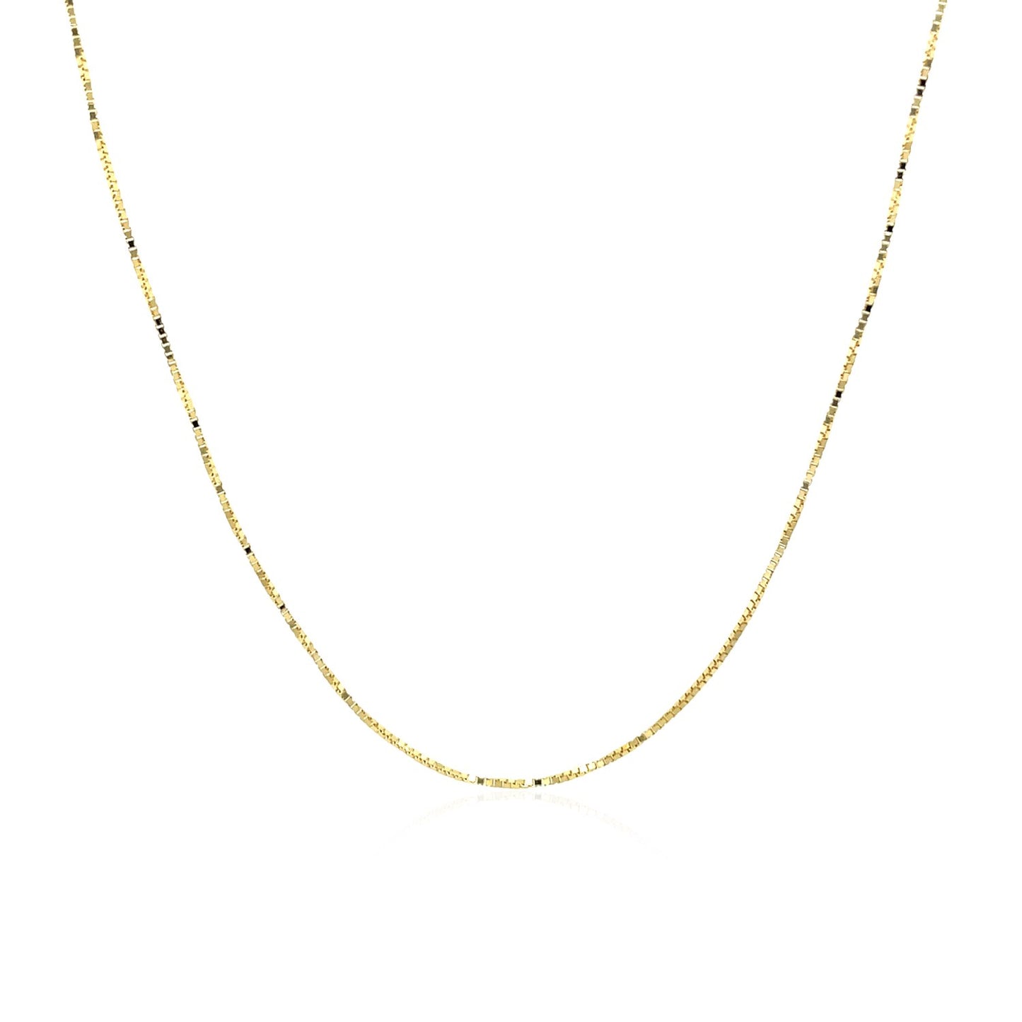 18k Yellow Gold Box Chain 0.6mm (0.60 mm) in a sleek high-contrast midnight luxury editorial style