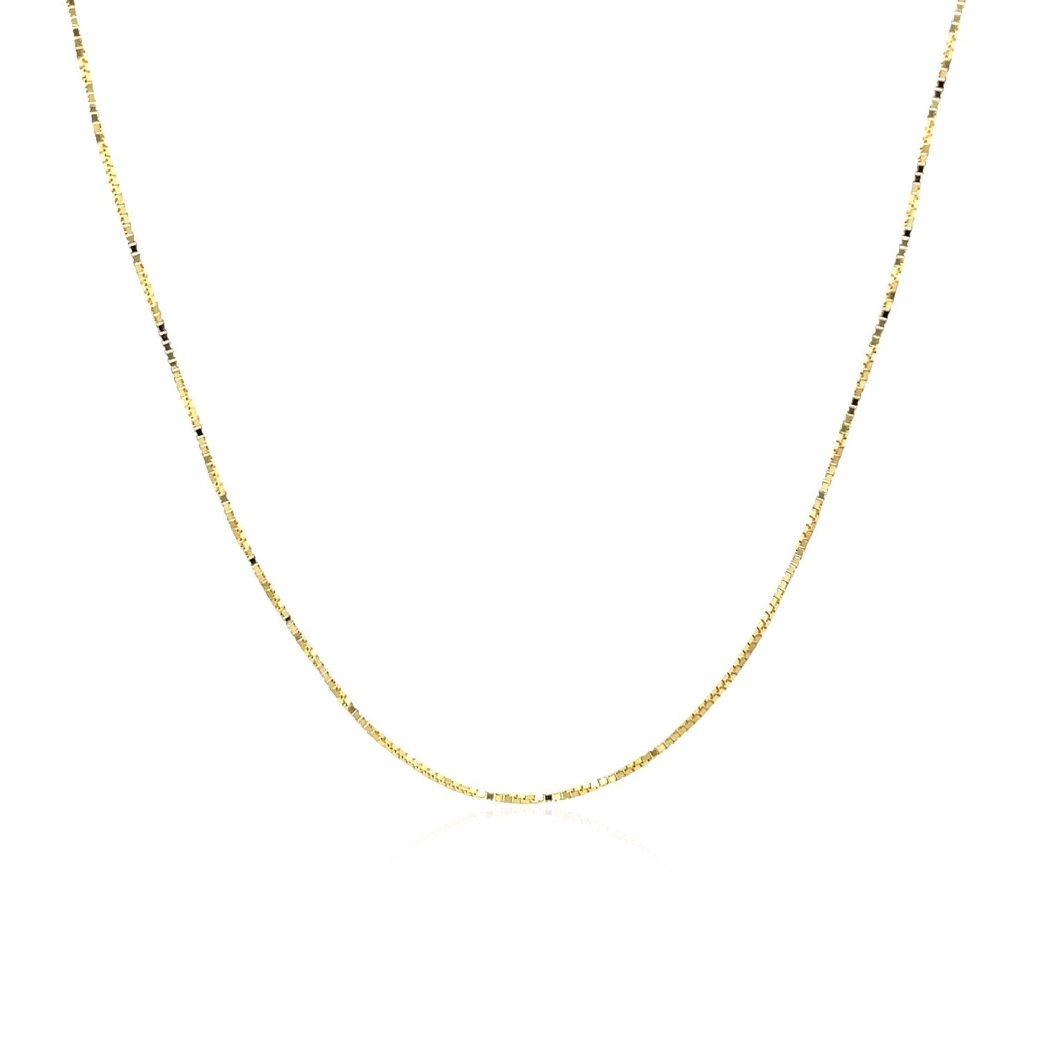 18k Yellow Gold Box Chain 0.6mm (0.60 mm) in a sleek high-contrast midnight luxury editorial style