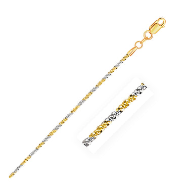 14k White and Yellow Gold Two Tone Sparkle Chain (1.50 mm) - Two-Tone Gold - Peelerie