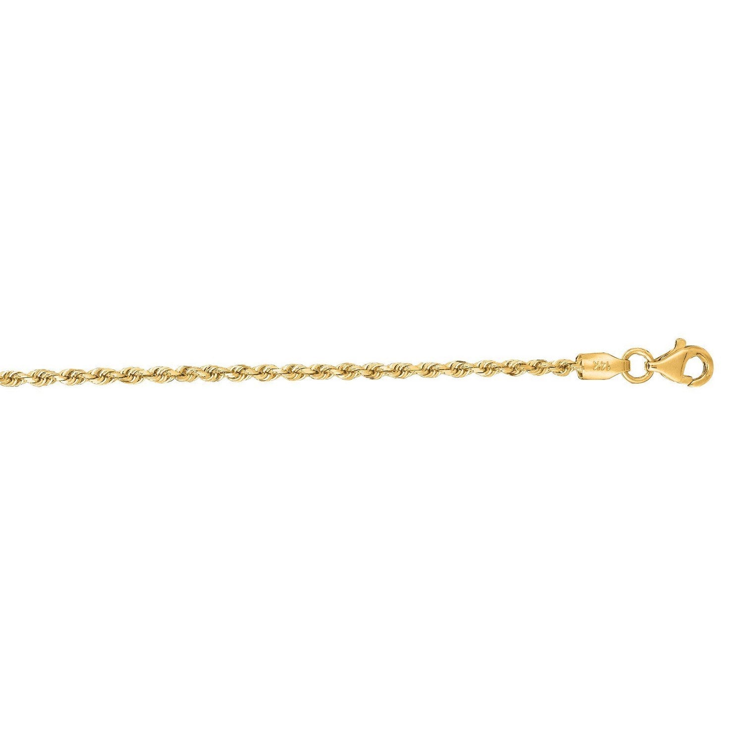2.0mm 14k Yellow Gold Diamond Cut Rope Anklet - Peelerie