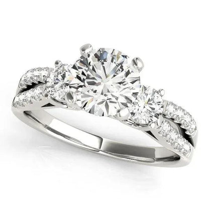 14k white gold engagement ring set with diamonds