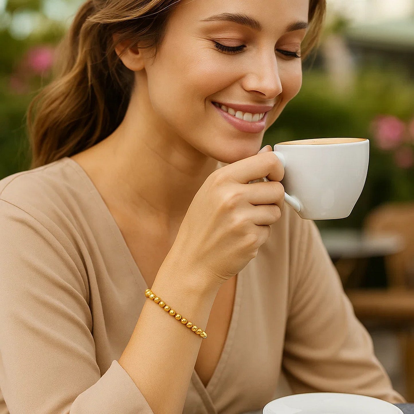 14k Yellow Gold Bead Bracelet  (5.00 mm)