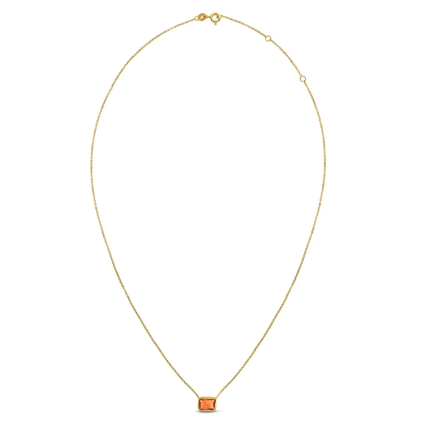 14K Yellow Gold Emerald Cut Citrine Necklace - Peelerie
