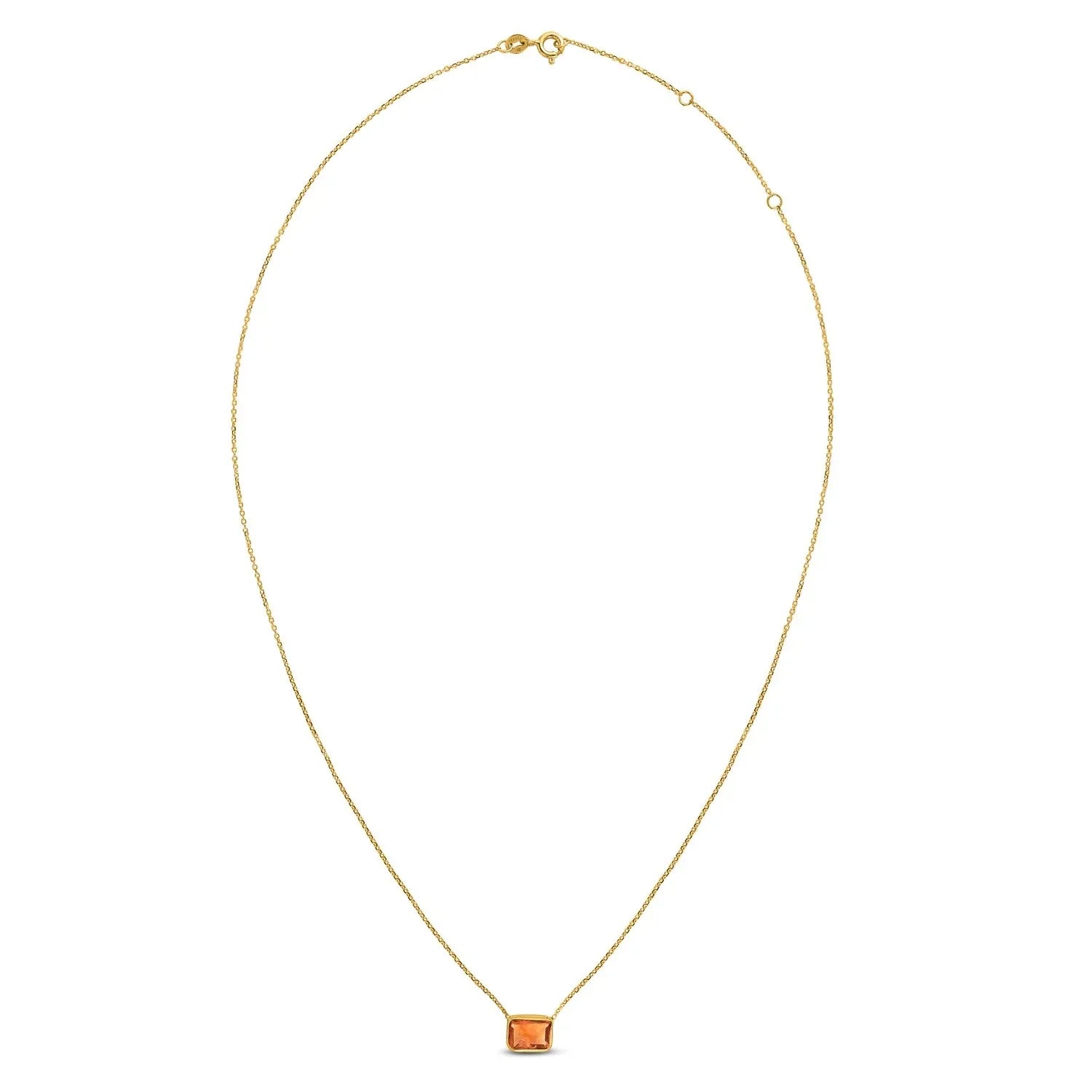 14K Yellow Gold Emerald Cut Citrine Necklace - Peelerie