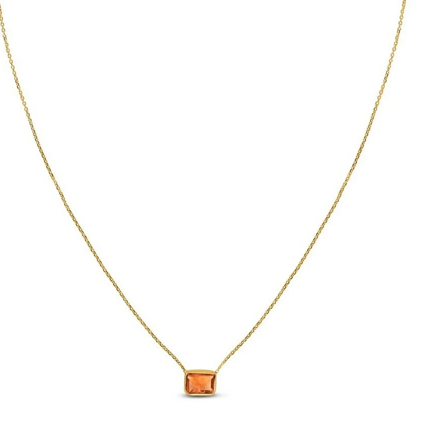 14K Yellow Gold Emerald Cut Citrine Necklace - Peelerie