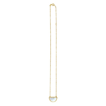 MOP Geometric Gem Half Moon Necklace in 14K Yellow Gold