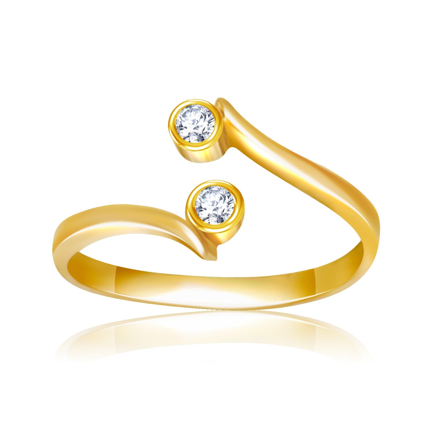 14k Yellow Gold Cubic Zirconia Accented Curve Ended Toe Ring in a sleek high-contrast midnight luxury editorial style
