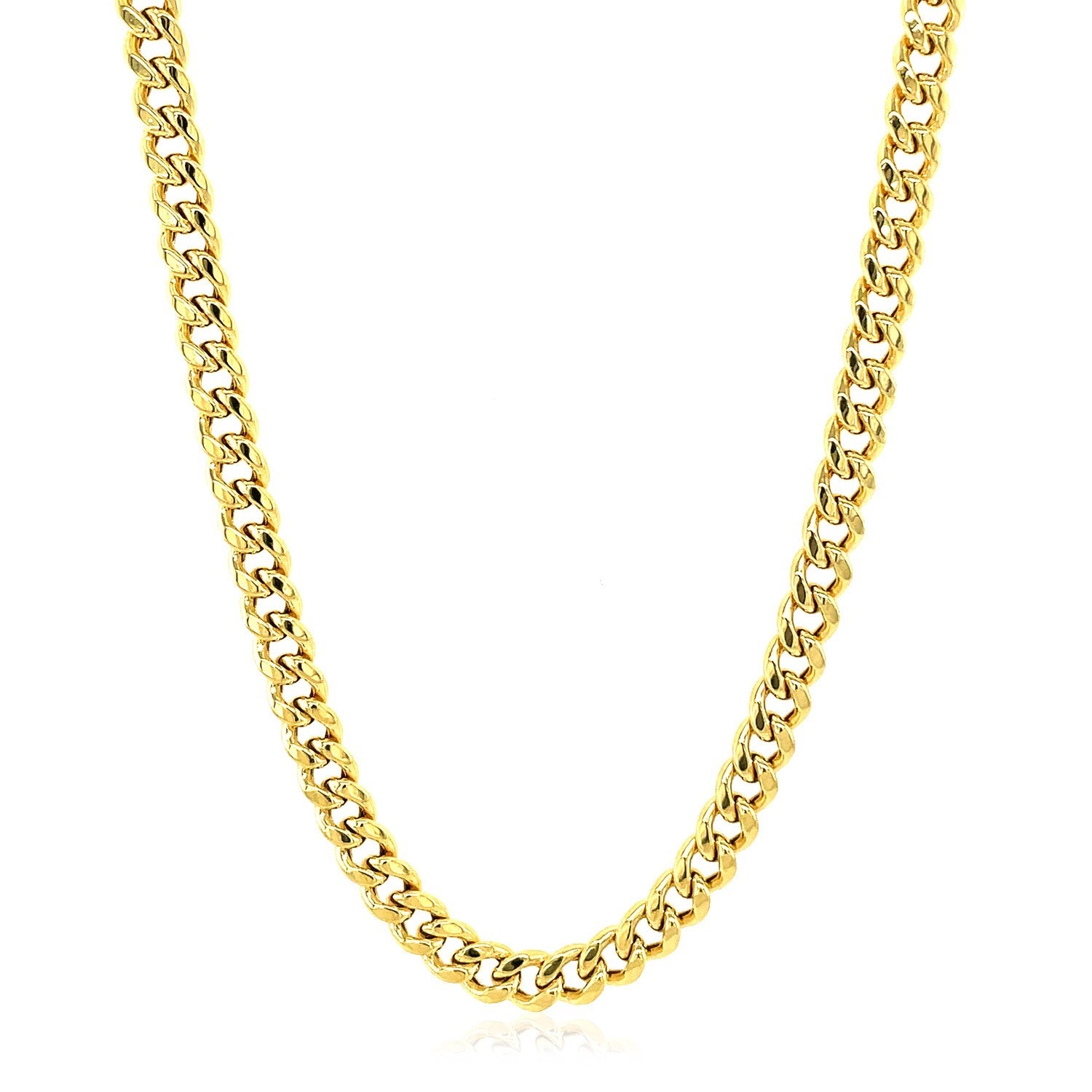 10k Yellow Gold Semi Solid Miami Cuban Chain (4.50 mm) in a sleek high-contrast midnight luxury editorial style
