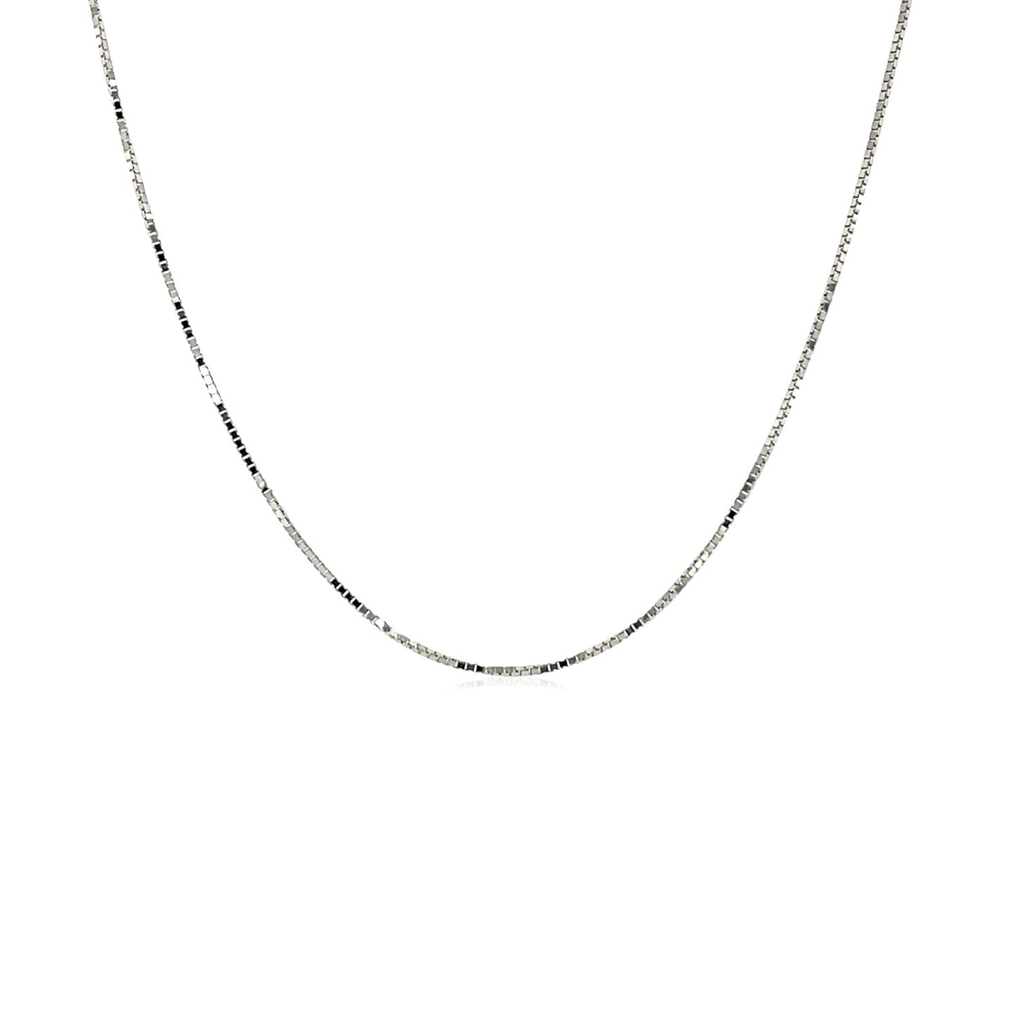 18k White Gold Box Chain 0.6mm (0.60 mm) in a sleek high-contrast midnight luxury editorial style