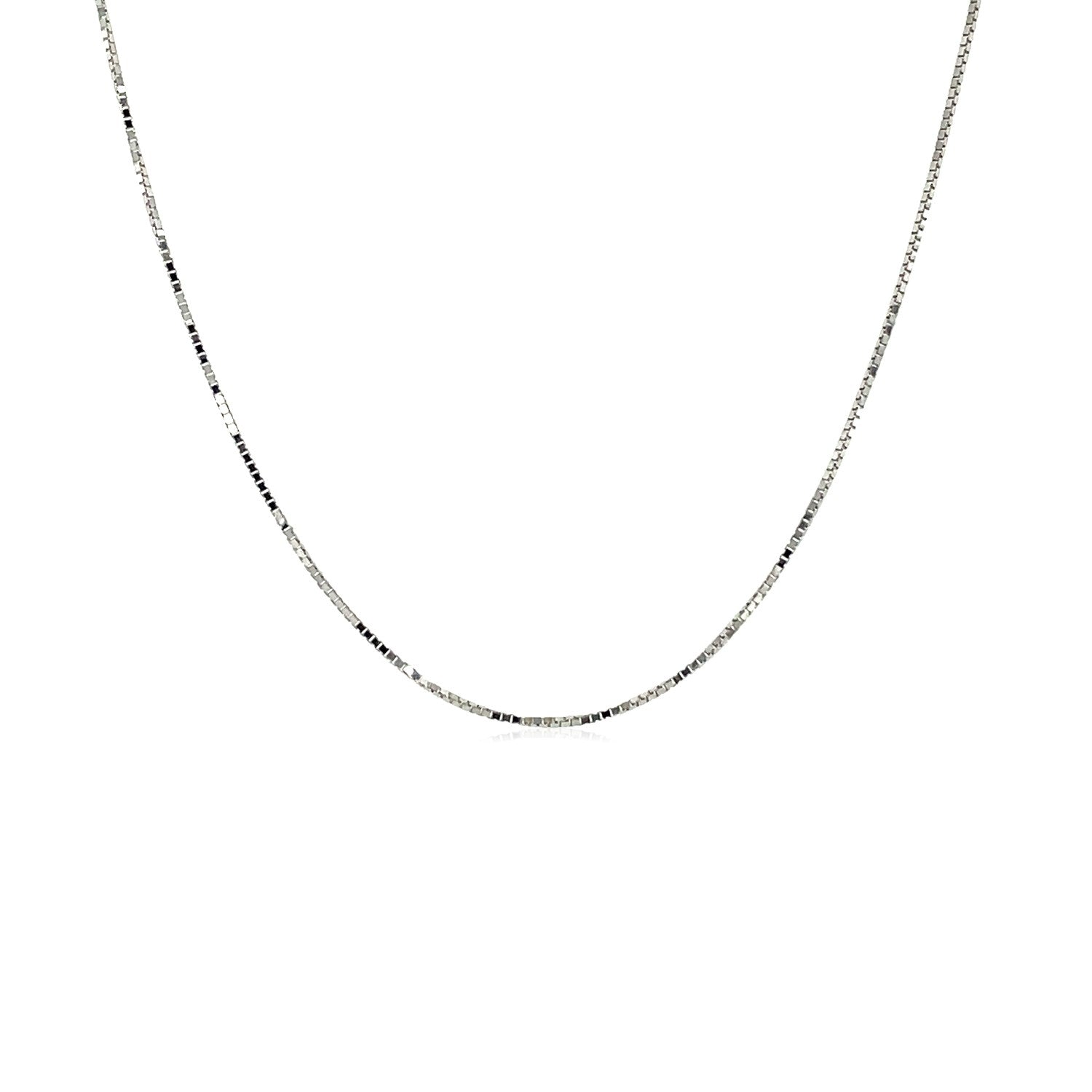 18k White Gold Box Chain 0.6mm (0.60 mm) in a sleek high-contrast midnight luxury editorial style
