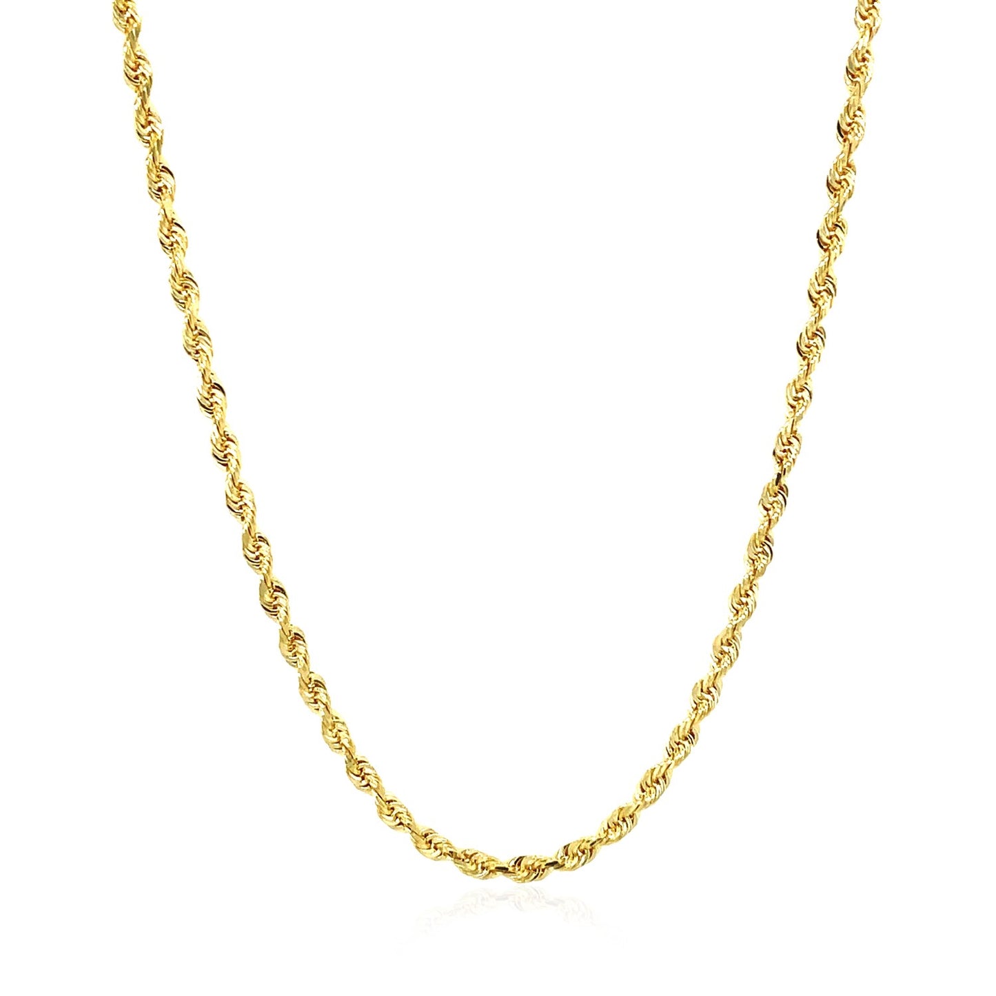 14k Yellow Gold Solid Diamond Cut Rope Chain (2.50 mm) in a sleek high-contrast midnight luxury editorial style
