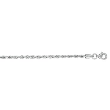 14k White Gold Solid Diamond Cut Rope Bracelet (2.50 mm)