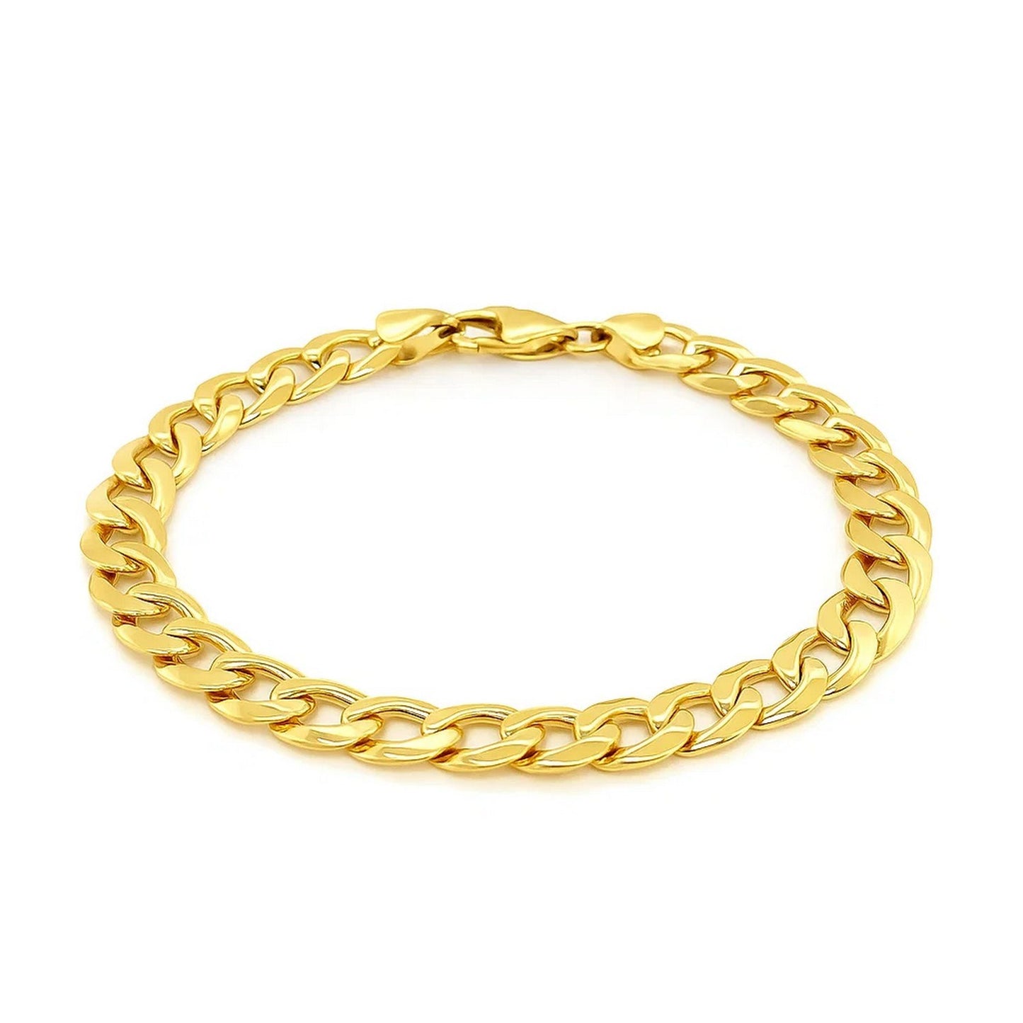 14k Yellow Gold Solid Curb Bracelet (8.20 mm)