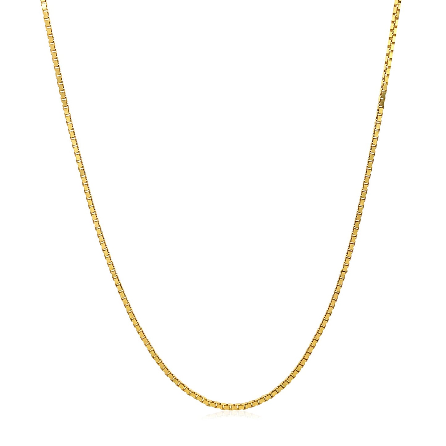 14k Yellow Gold Adjustable Box Chain (1.10 mm) in a sleek high-contrast midnight luxury editorial style
