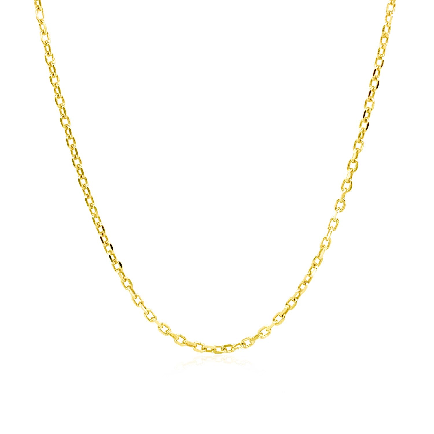 14k Yellow Gold Diamond Cut Cable Link Chain (1.50 mm) in a sleek high-contrast midnight luxury editorial style