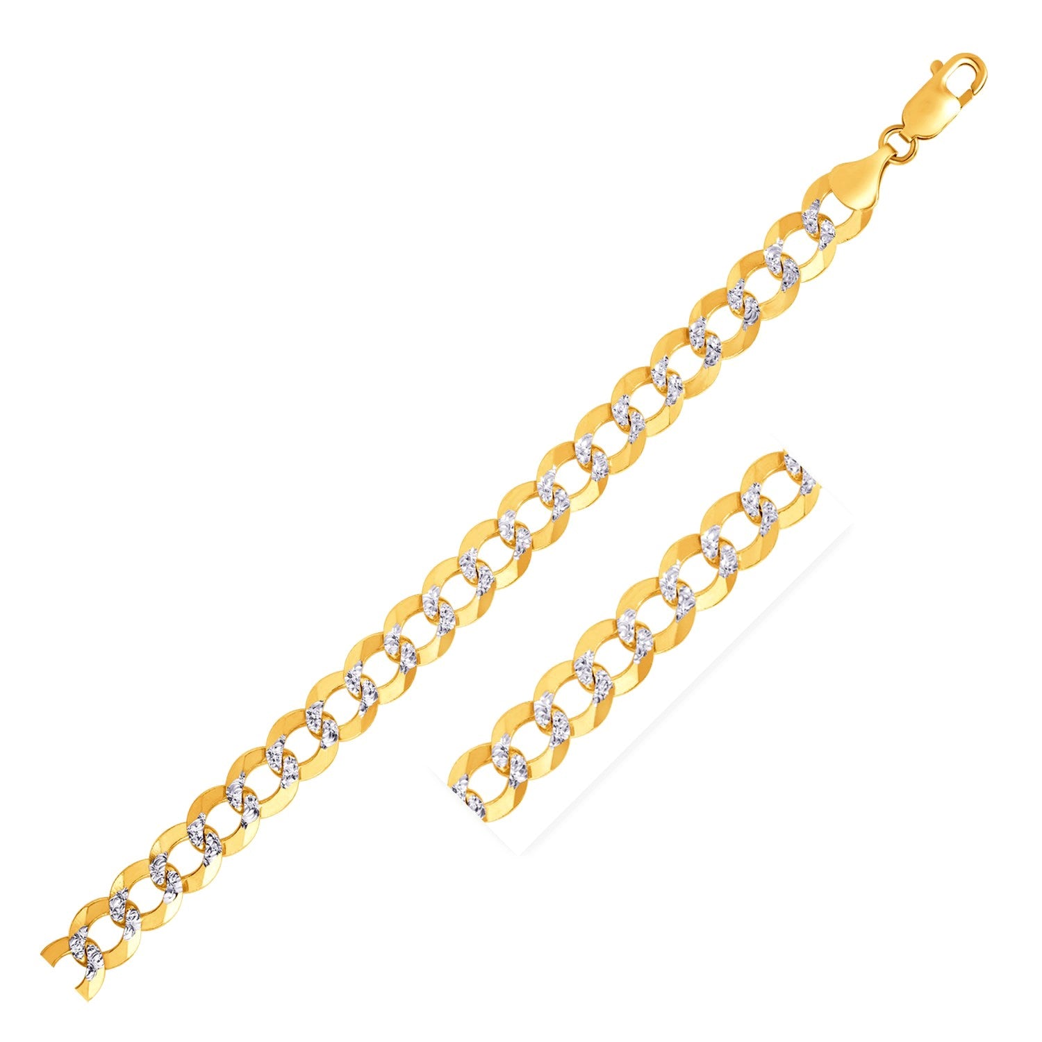14k Two Tone Gold Pave Curb Bracelet (7.00 mm) in a sleek high-contrast midnight luxury editorial style