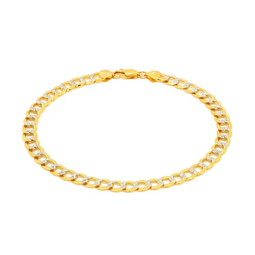 14k Two Tone Gold Pave Curb Bracelet (7.00 mm)