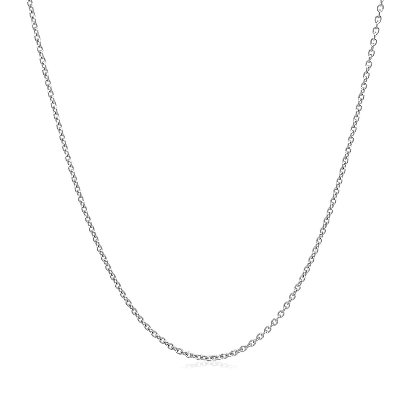 14k White Gold Oval Cable Link Chain (1.10 mm) in a sleek high-contrast midnight luxury editorial style