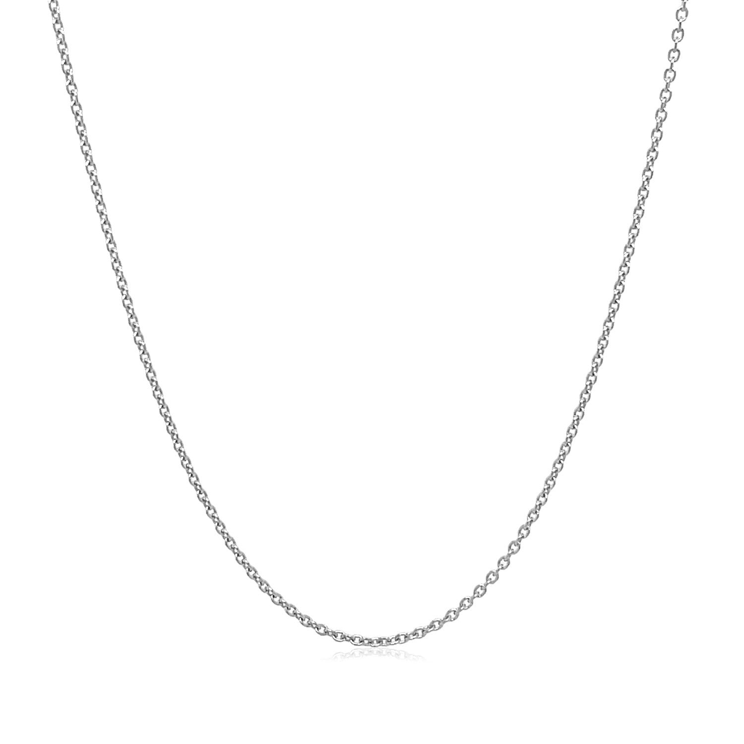 14k White Gold Oval Cable Link Chain (1.10 mm) in a sleek high-contrast midnight luxury editorial style