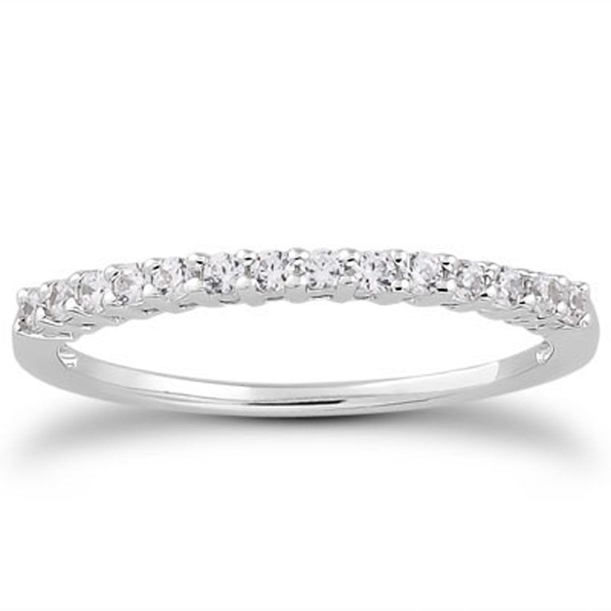 14k White Gold Shared Prong Diamond Wedding Ring Band with Airline Gallery in a sleek high-contrast midnight luxury editorial