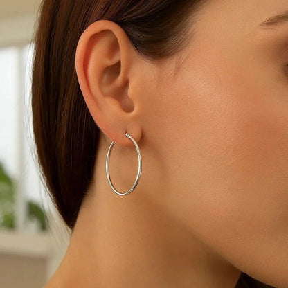 14k white gold hoop earrings
