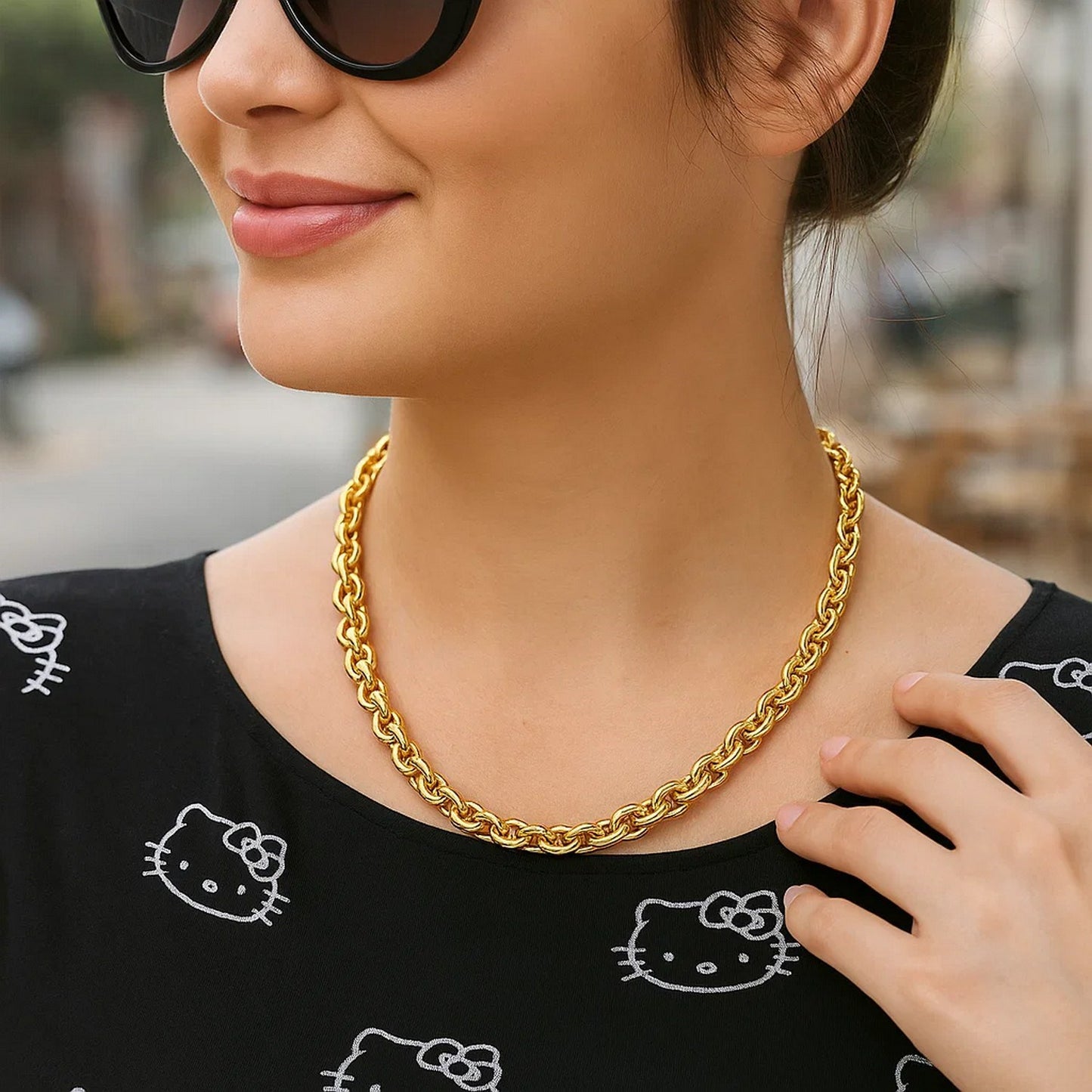 14k Yellow Gold Polished Cable Link Necklace