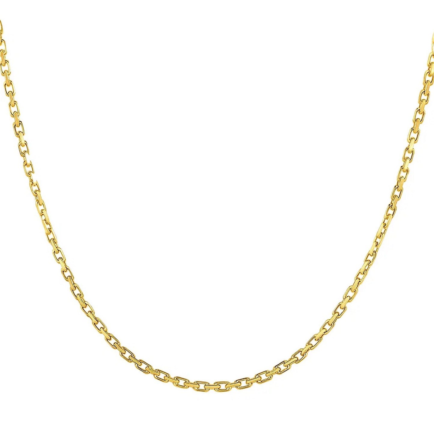 14k Yellow Gold French Cable Link Chain (2.50 mm) in a sleek high-contrast midnight luxury editorial style