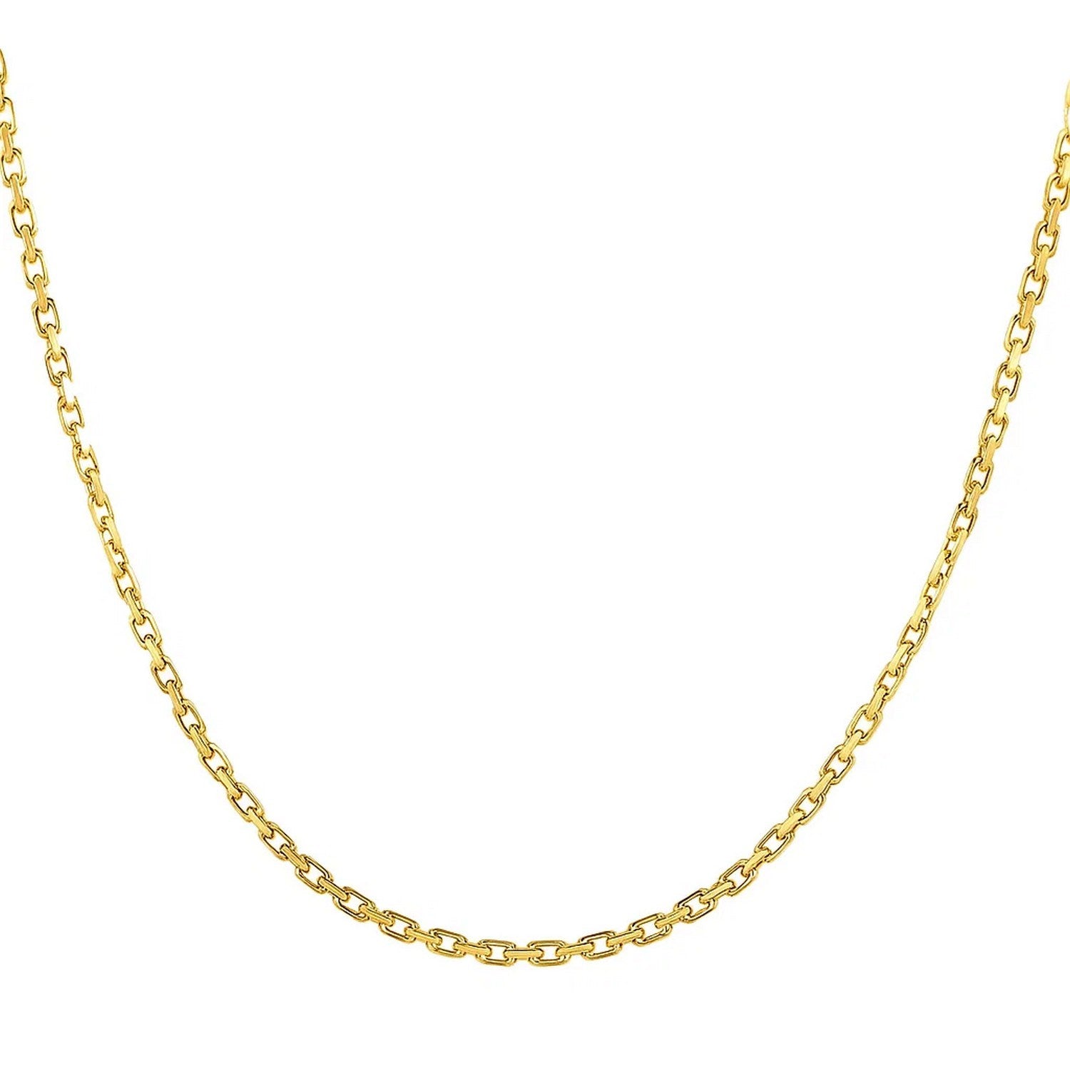 14k Yellow Gold French Cable Link Chain (2.50 mm) in a sleek high-contrast midnight luxury editorial style
