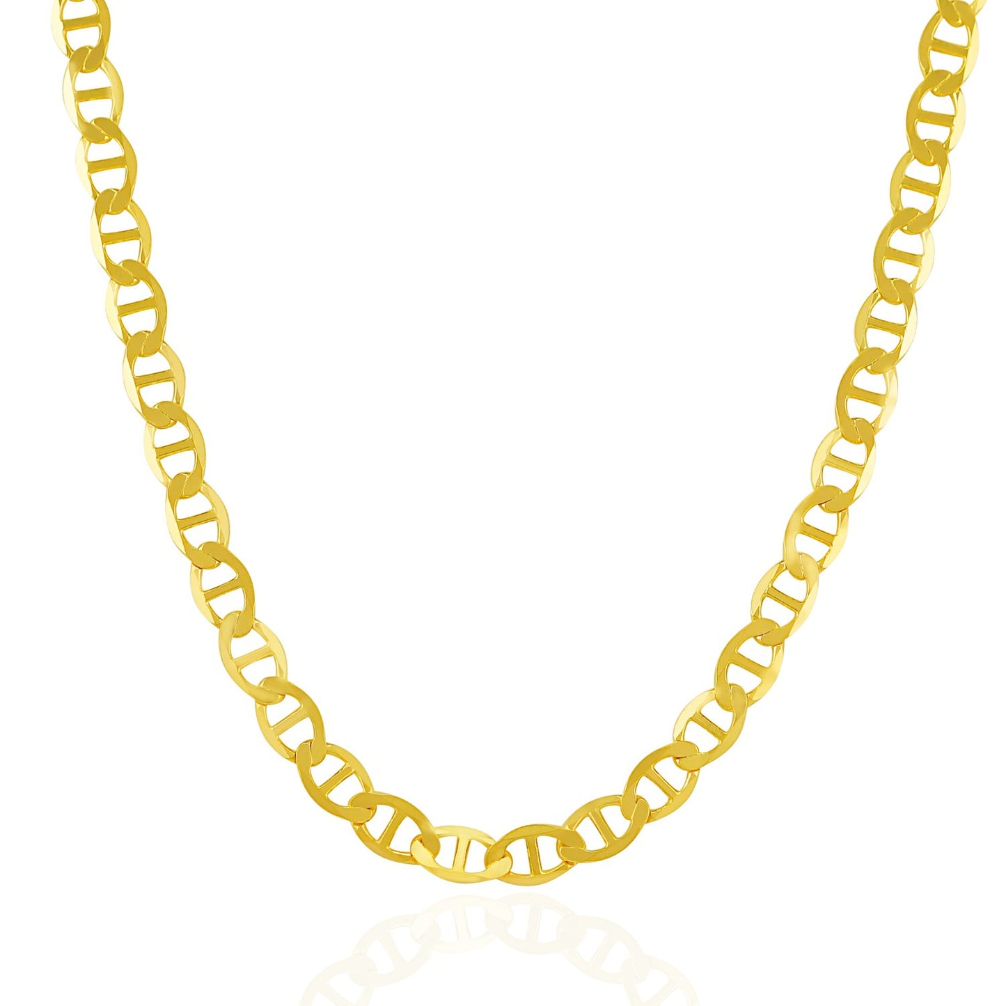 14k Yellow Gold Mariner Link Chain (6.30 mm) in a sleek high-contrast midnight luxury editorial style