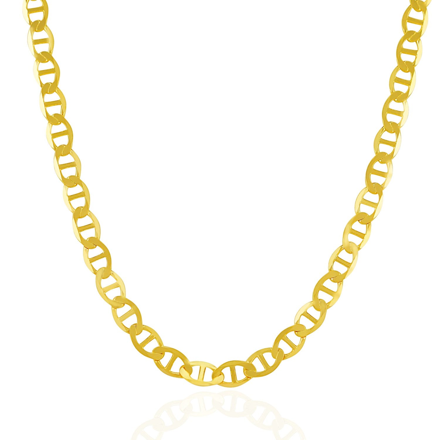 14k Yellow Gold Mariner Link Chain (6.30 mm) in a sleek high-contrast midnight luxury editorial style
