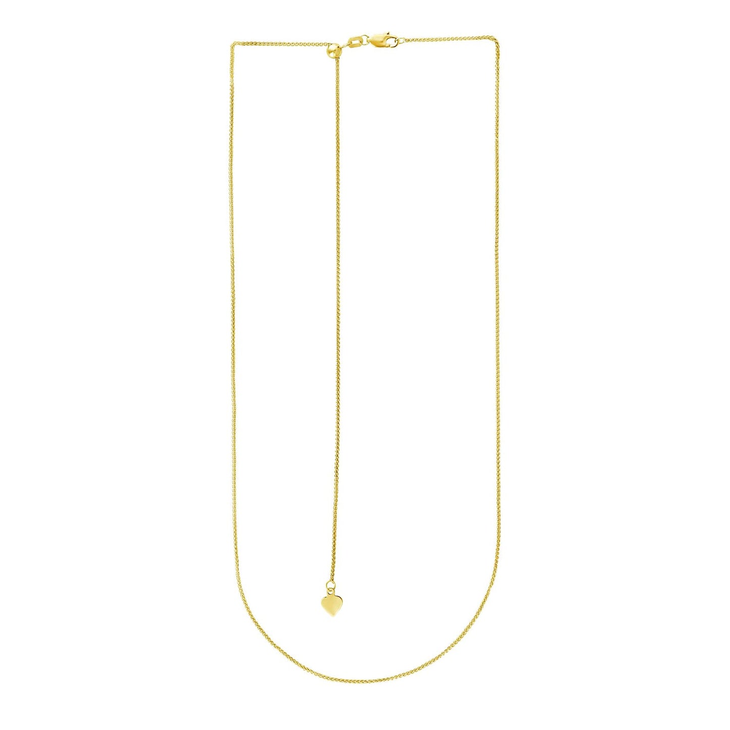 14k Yellow Gold Adjustable Wheat Chain (1.00 mm) in a sleek high-contrast midnight luxury editorial style